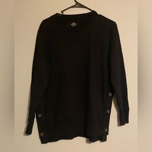 Black Crew Neck Sweater with buttons on the side.
